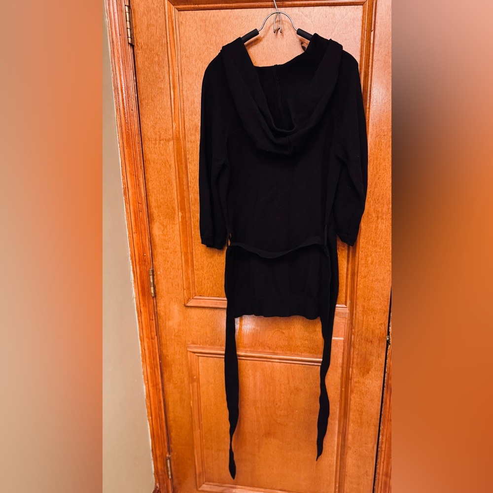 🆕H&M black 3/4 sleeve buttoned sweater large hood size medium - Picture 5 of 13